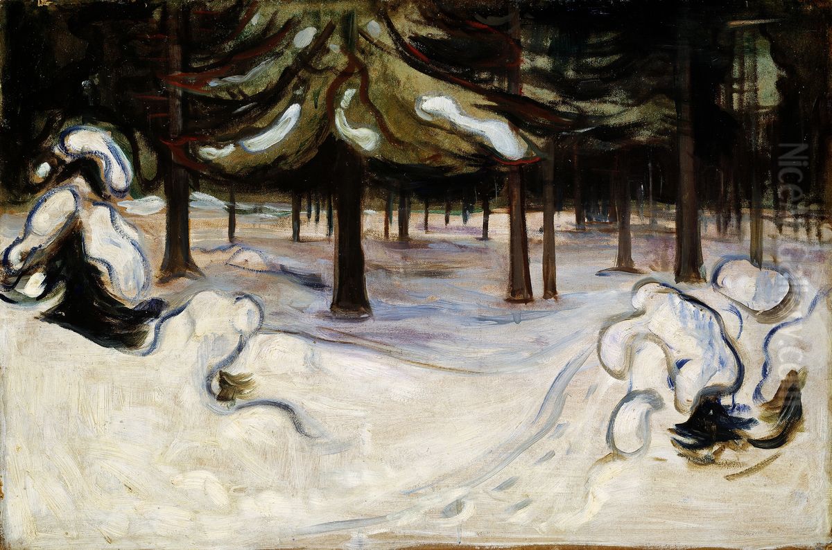Winter Oil Painting by Edvard Munch