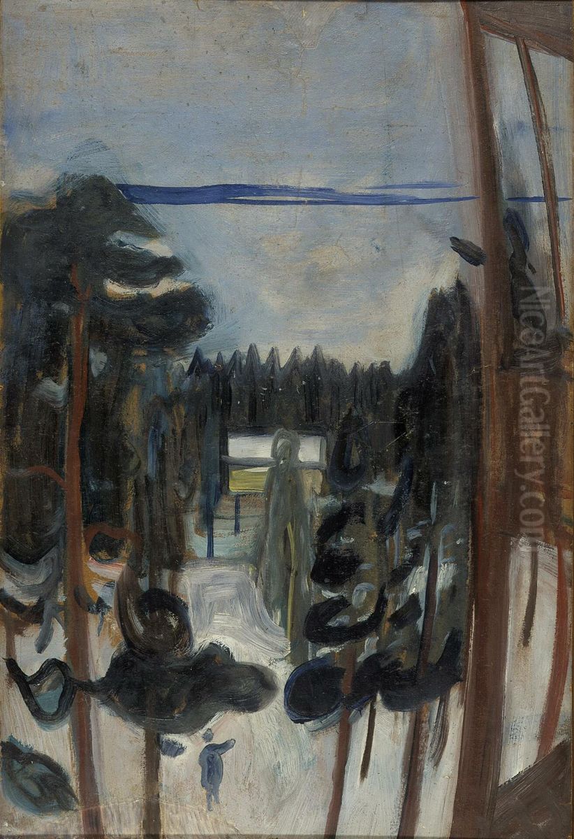 Winter Night Oil Painting by Edvard Munch