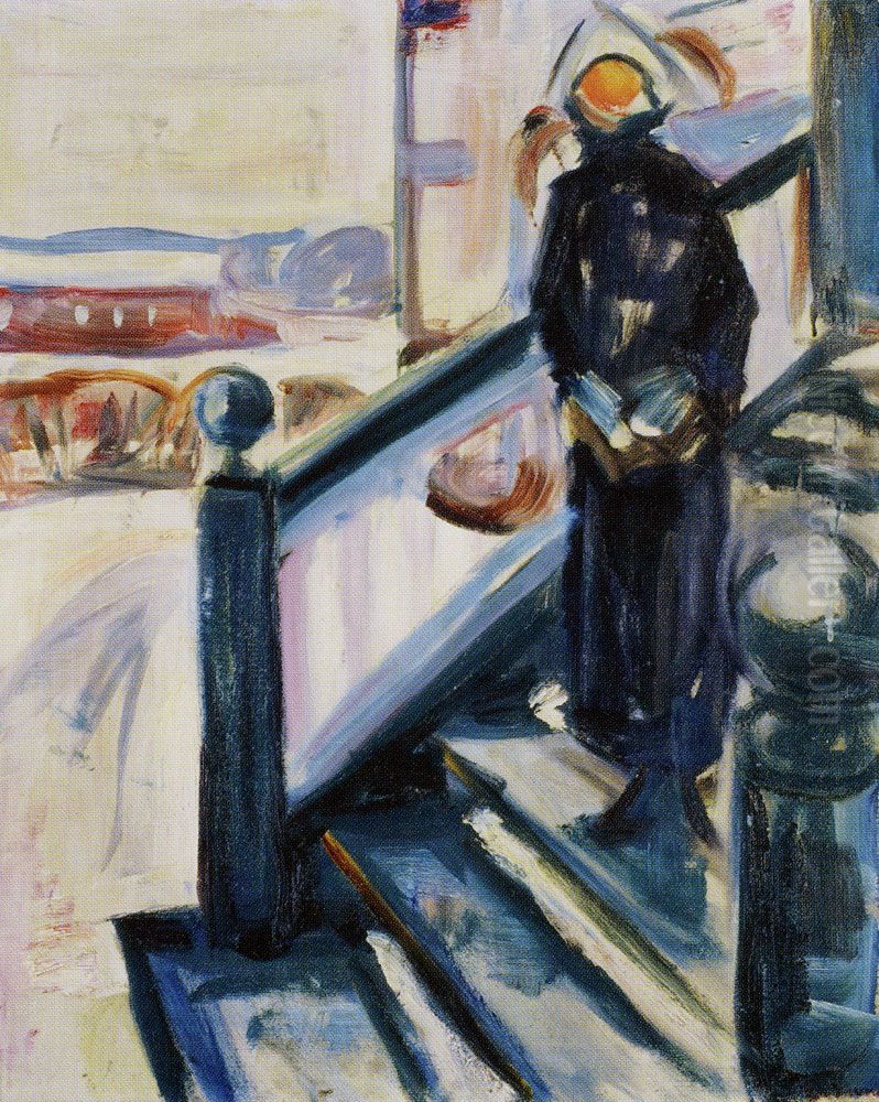 Woman by the Veranda Stairs Oil Painting by Edvard Munch