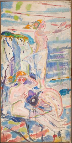 Women Turned towards the Sun Oil Painting by Edvard Munch
