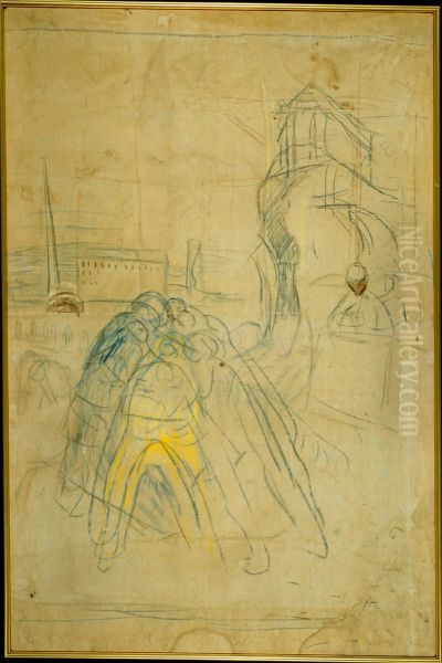 Workers on the Building Site Oil Painting by Edvard Munch