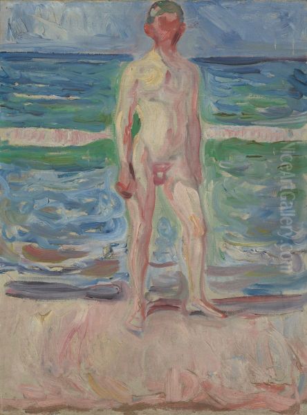 Young Man on the Beach Oil Painting by Edvard Munch
