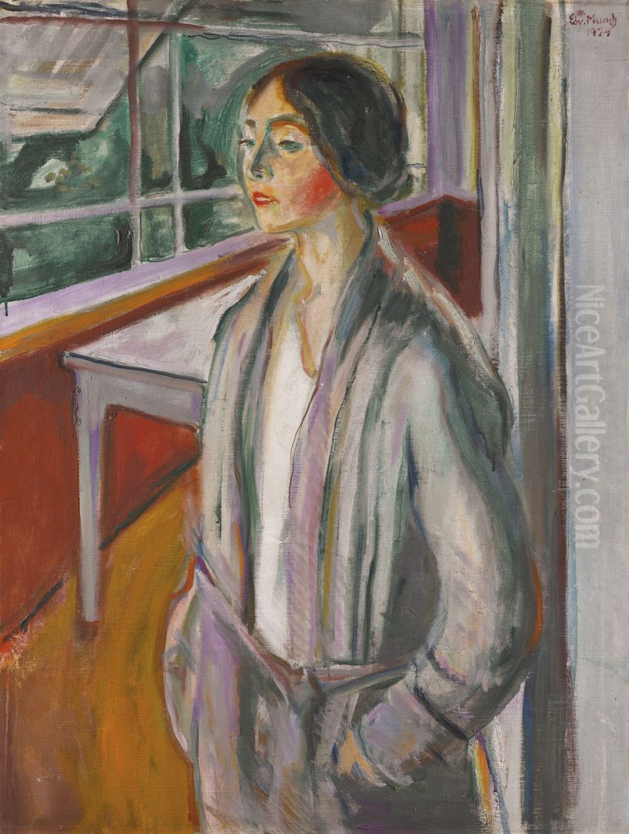 Junge Frau auf der Veranda Oil Painting by Edvard Munch