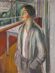 Junge Frau auf der Veranda