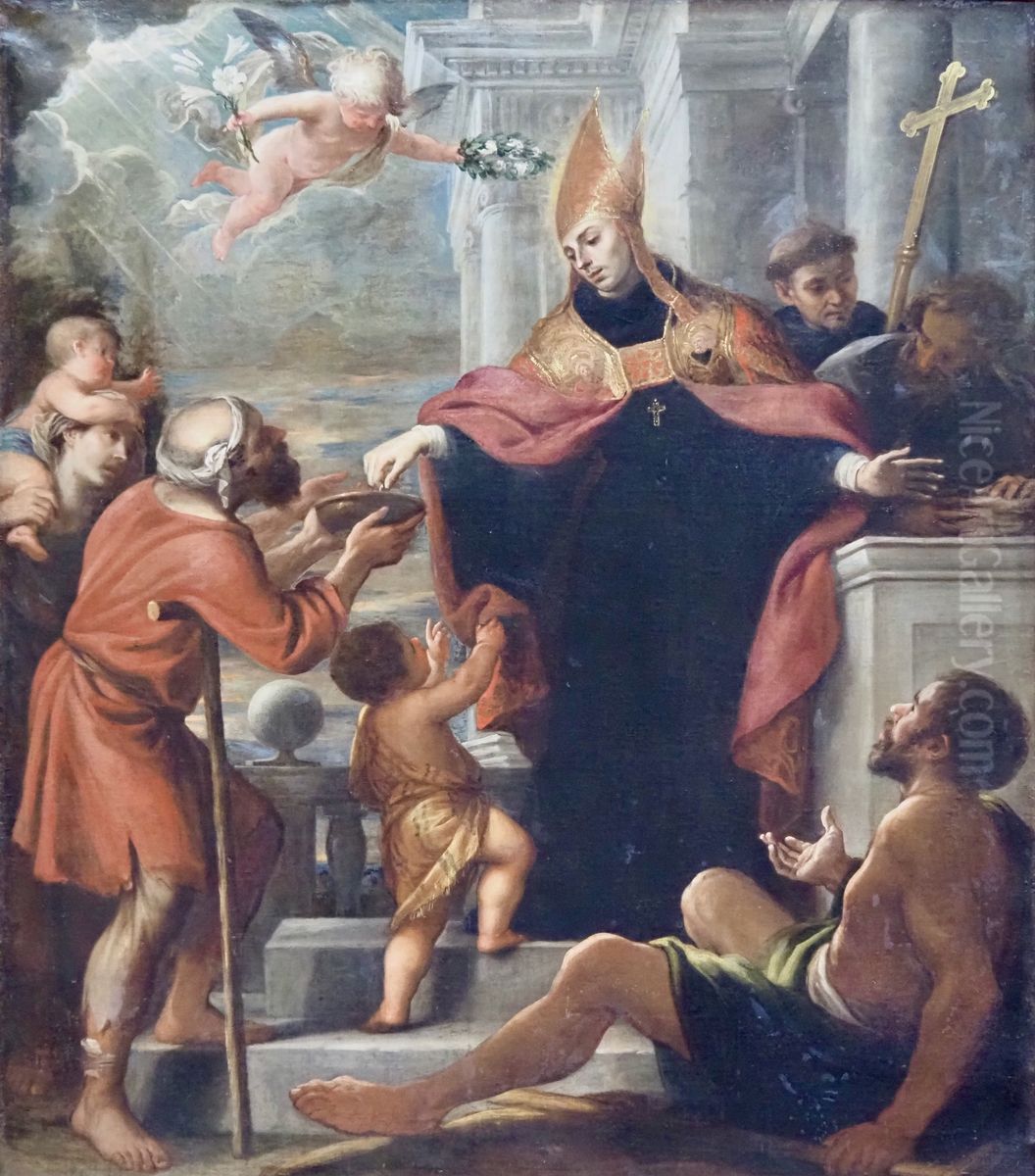 Saint Thomas de Villeneuve (1486-1555) distribuant les aumones Oil Painting by Mateo Cerezo
