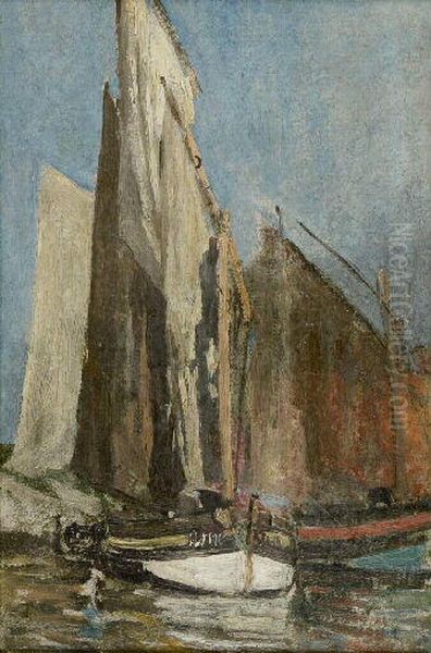 Etude pour des barques de peche Oil Painting by Eugene Louis Boudin