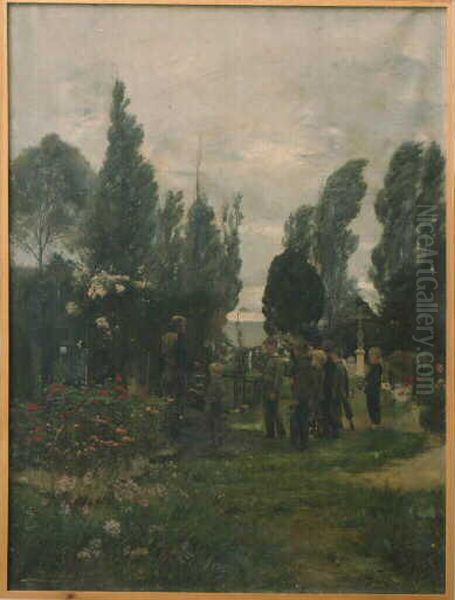 Enterrement d'un enfant a Villerville Oil Painting by Edouard Dantan