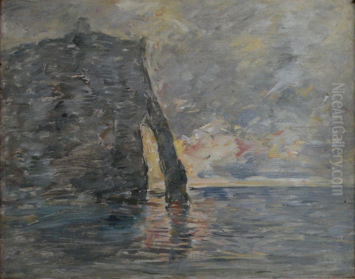 Falaise a Etretat Oil Painting by Eugene Louis Boudin