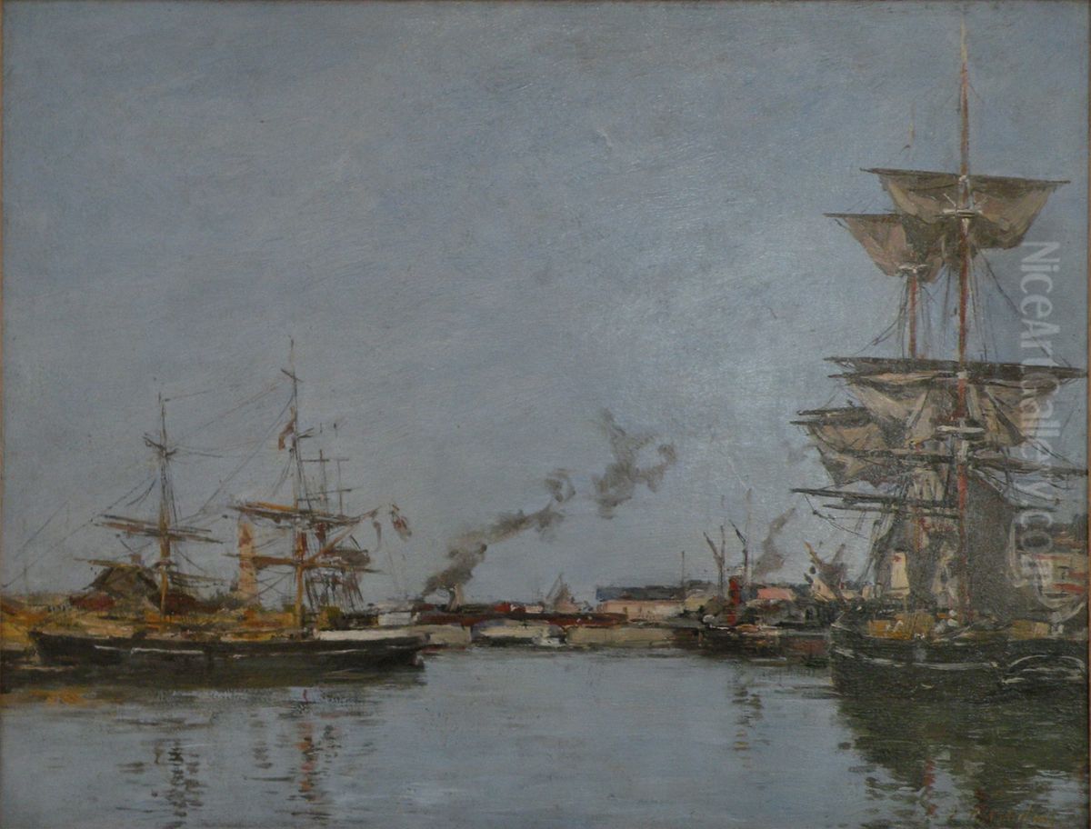 Le Bassin de Deauville Oil Painting by Eugene Louis Boudin