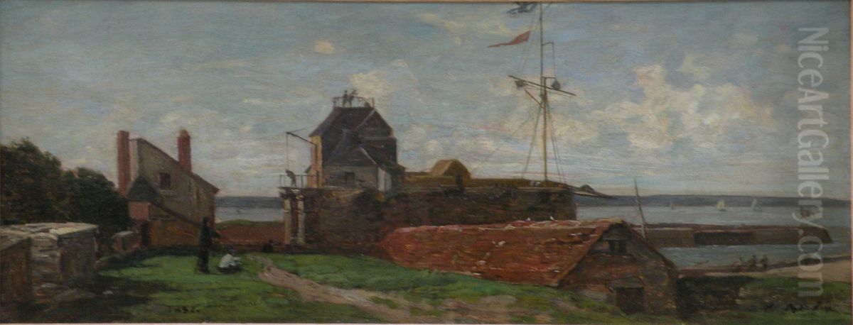 La tour Francois Ierau Havre Oil Painting by Eugene Louis Boudin