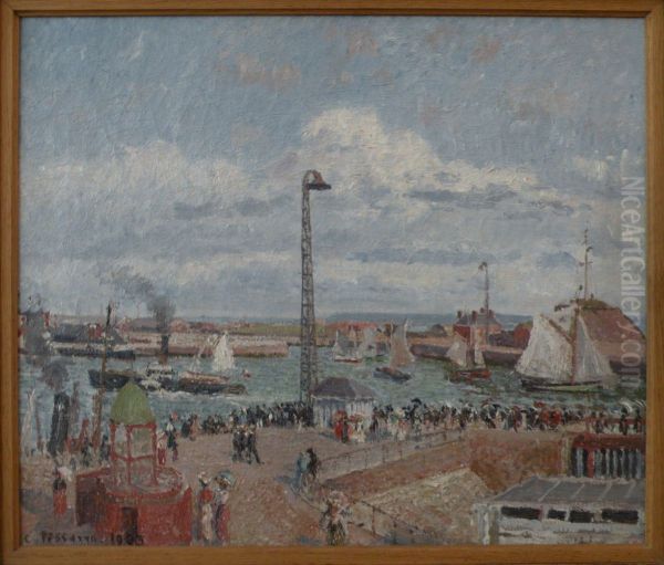 L'anse des pilotes au Havre. Haute mer. Apres-midi. Soleil;Avant port du havre. L'Anse des Pilotes. Le bateau d'Honfleur rentrant au Havre(ancien titre) Oil Painting by Camille Pissarro