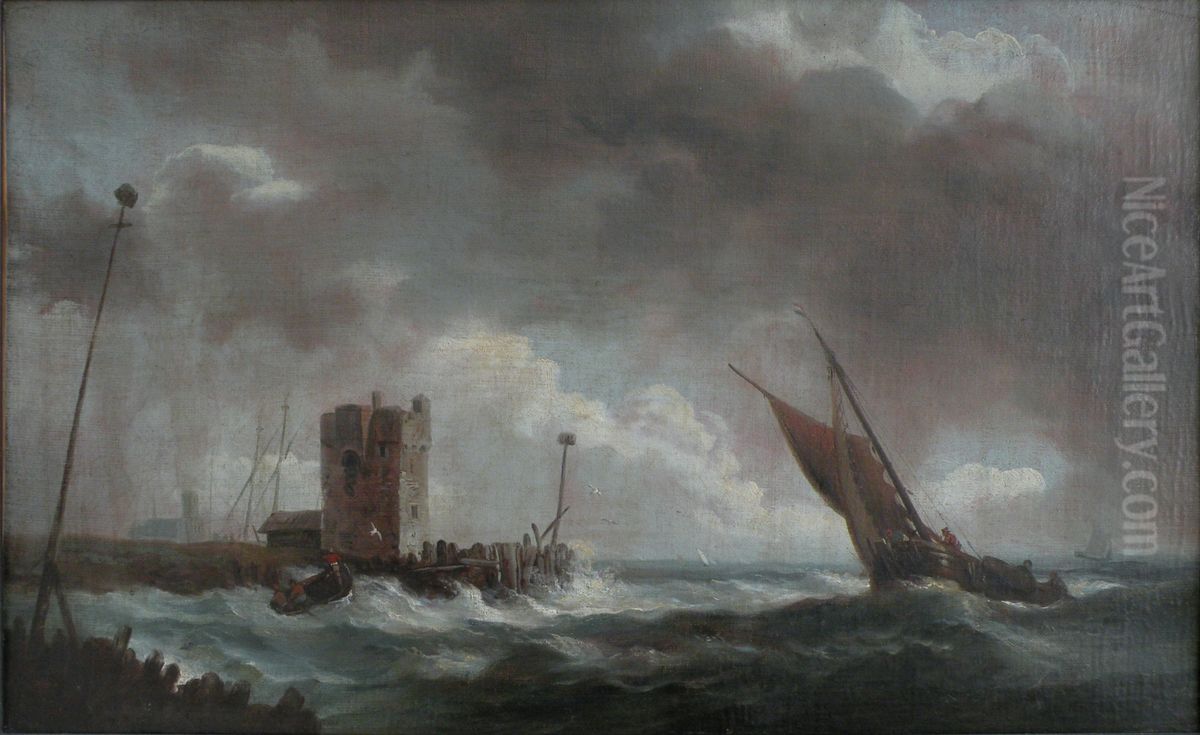 Mer agitee Oil Painting by Willem van de Velde the Younger
