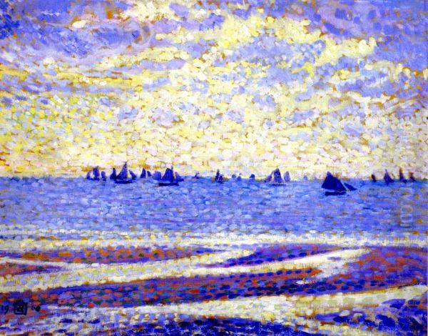 Sailboats on the Sea Oil Painting by Theo van Rysselberghe