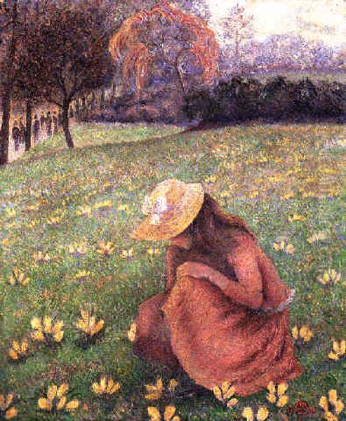 The Crocus Oil Painting by Lucien Pissarro