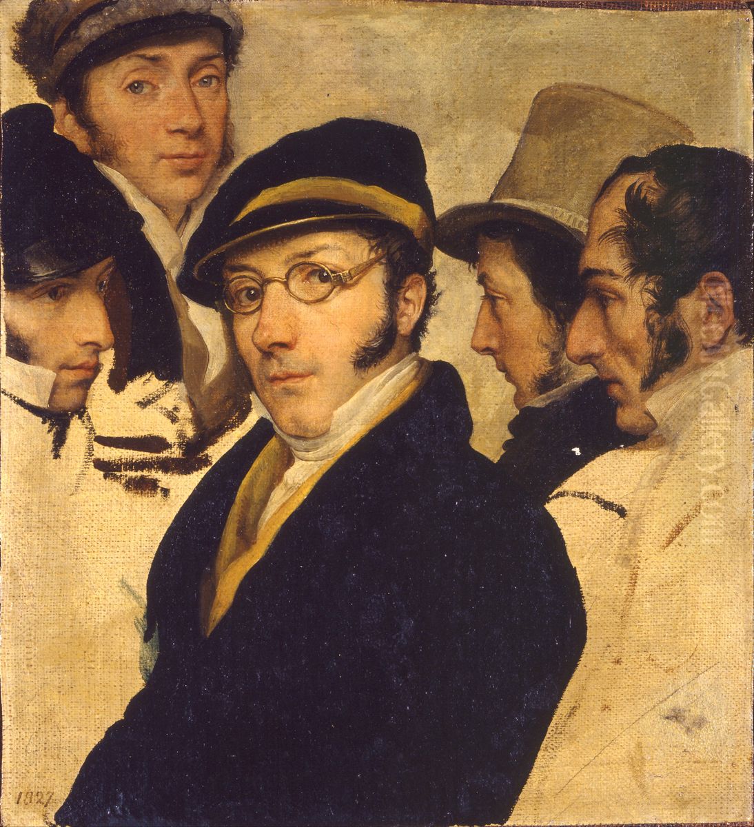 Autoritratto in un gruppo di amici Oil Painting by Francesco Hayez