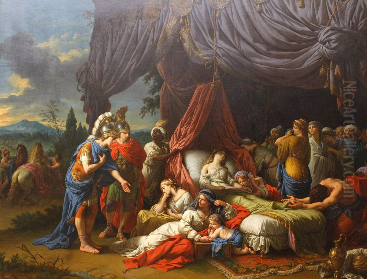 Der Tod der Frau des Darius (III)- Alexander und Hephaistion am Sterbebett der Stateira Oil Painting by Louis-Jean-Francois Lagrenee
