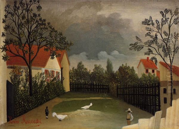 Der Huhnerhof Oil Painting by Henri Rousseau