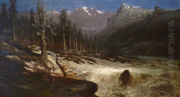 River in the Alps Oil Painting by Gustave Dore
