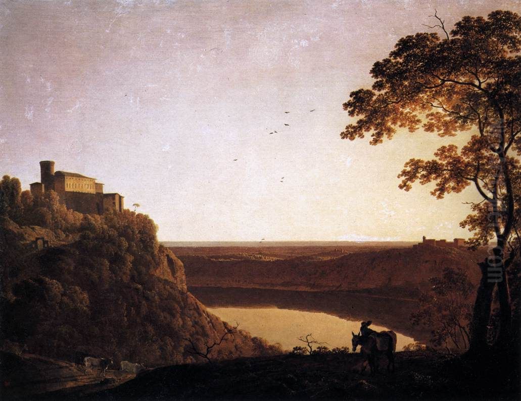 View of the Lake of Nemi Oil Painting by Joseph Wright of Derby