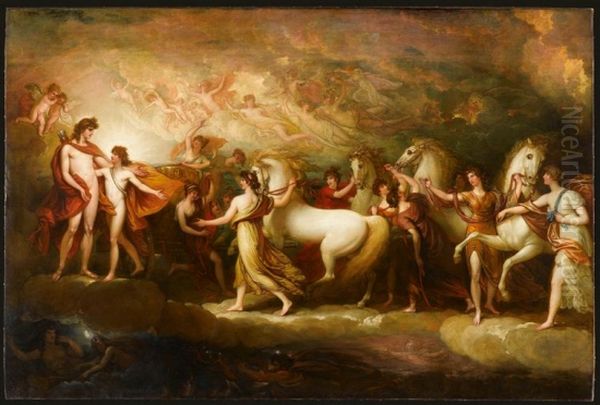 Phaeton sollicitant aupres d'Apollon la conduite du char du Soleil, 1804 Oil Painting by Benjamin West