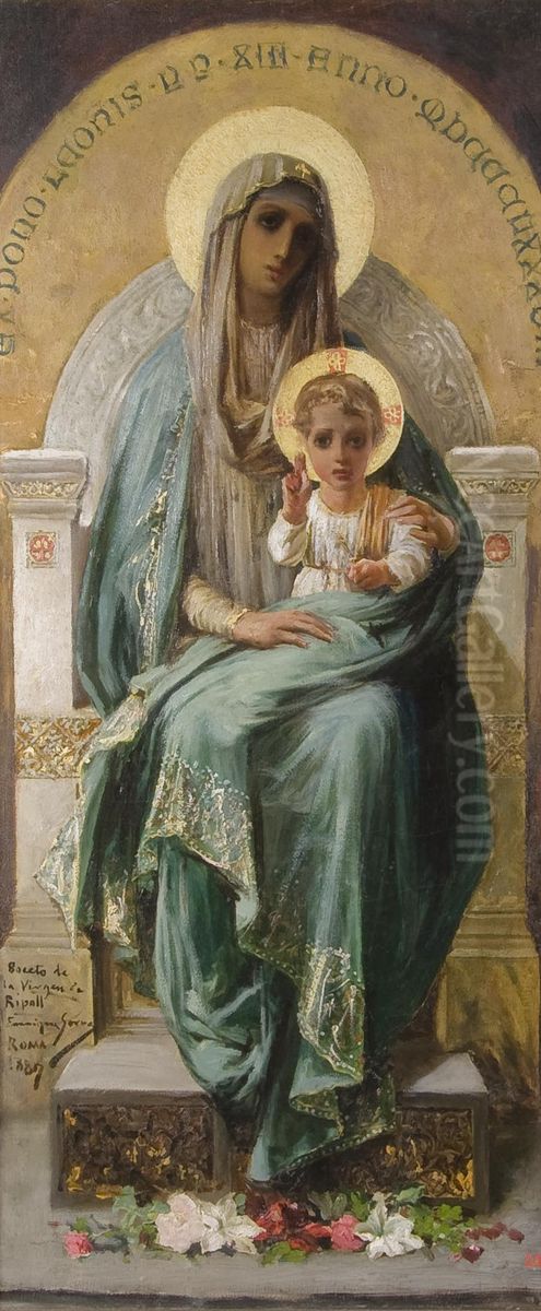 Virgen de Ripoll (boceto) Oil Painting by Enric Serra Auque