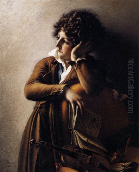 Portrait de Benoit Agnes Trioson (1790 - 1804), surnomme << Ruhehaus >> Oil Painting by Anne-Louis Girodet de Roucy-Triosson