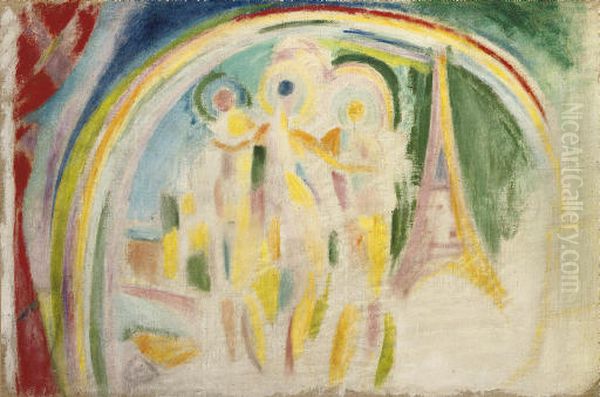 Les Trois Graces (study for La Ville de Paris) Oil Painting by Robert Delaunay