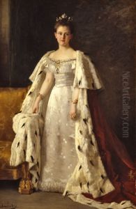 Portrait of Queen Wilhelmina in coronation robes