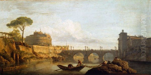 The Bridge and the Castel Sant'Angelo in Rome Oil Painting by Joseph Vernet
