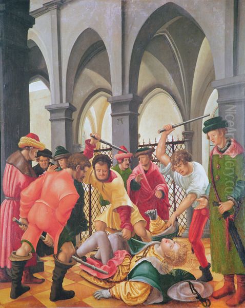 The bludgeoning of Saint Florian Oil Painting by Albrecht Altdorfer