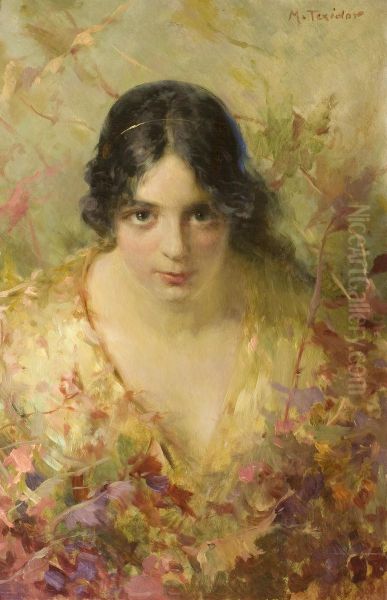 Retrat de noia jove Oil Painting by Modest Texidor Torres