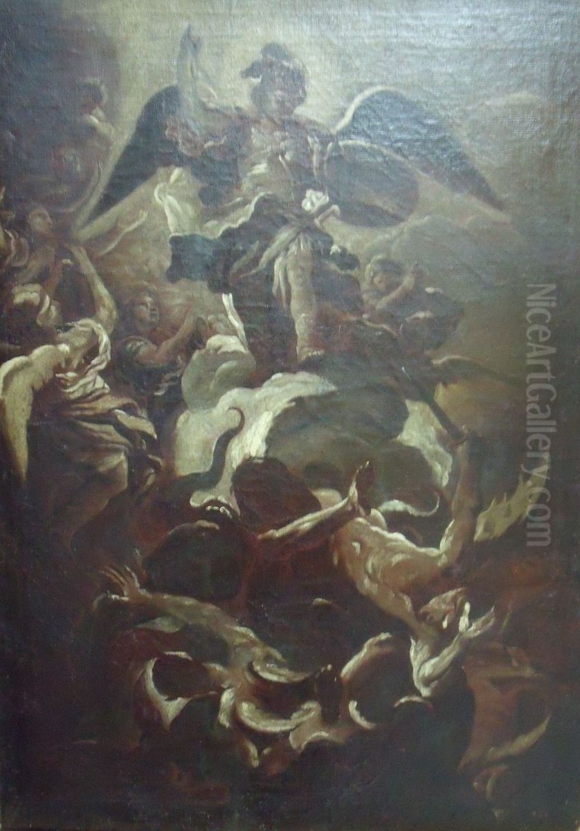 Escena religiosa amb l'arcangel Gabriel Oil Painting by unknown