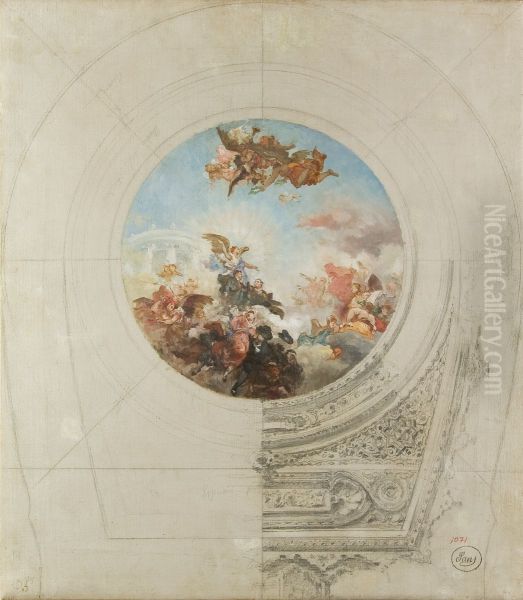 Esbos decoracio cupula Oil Painting by Francesc Sans Cabot
