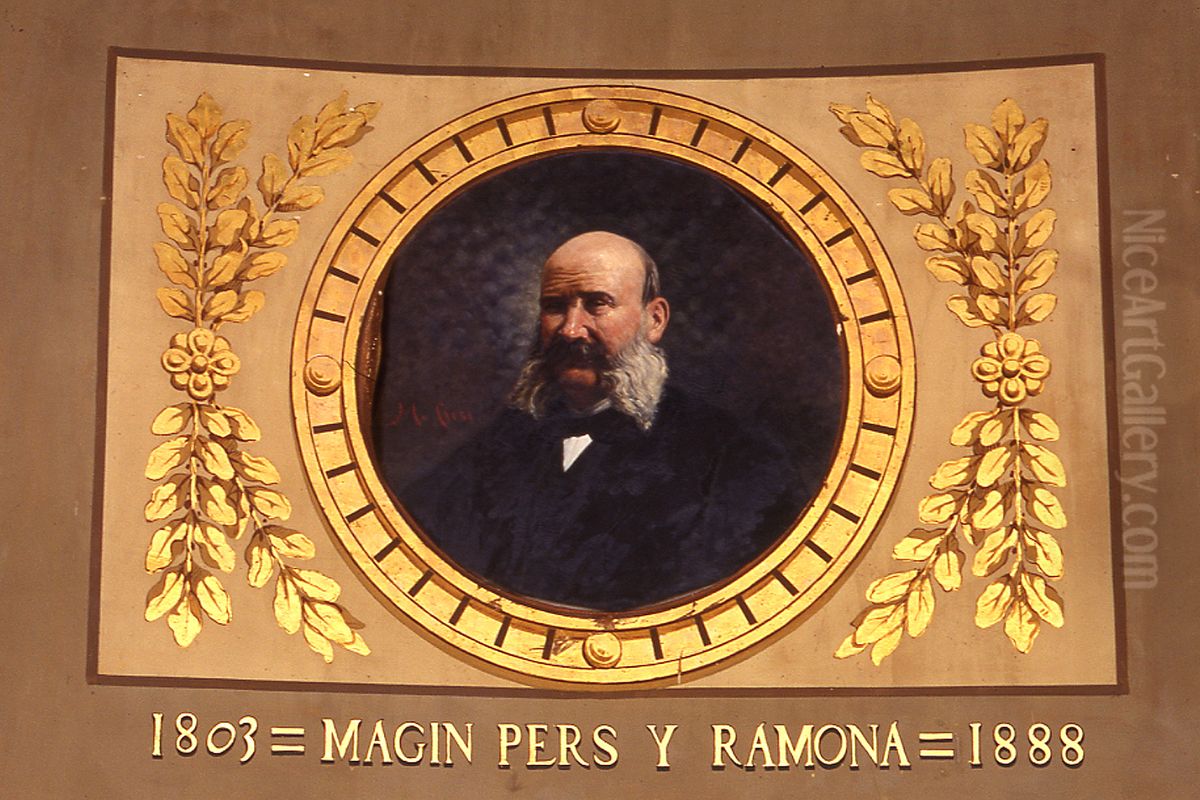 Portrait of Magin Pers Y Ramona Oil Painting by Manuel Cusi i Ferret