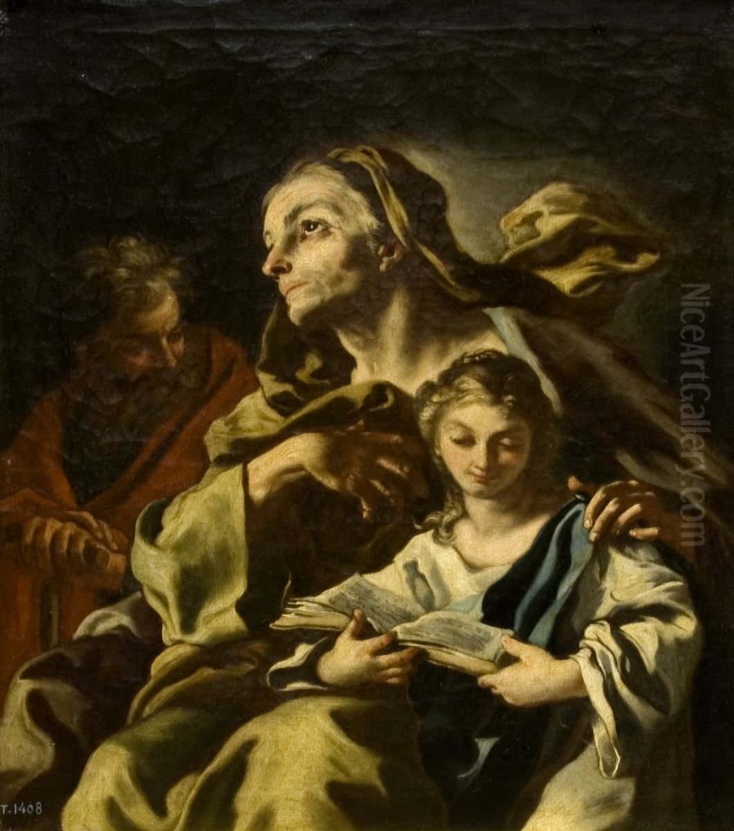 Sant Joaquim, Santa Anna i la Mare de Deu Oil Painting by Francesco Solimena