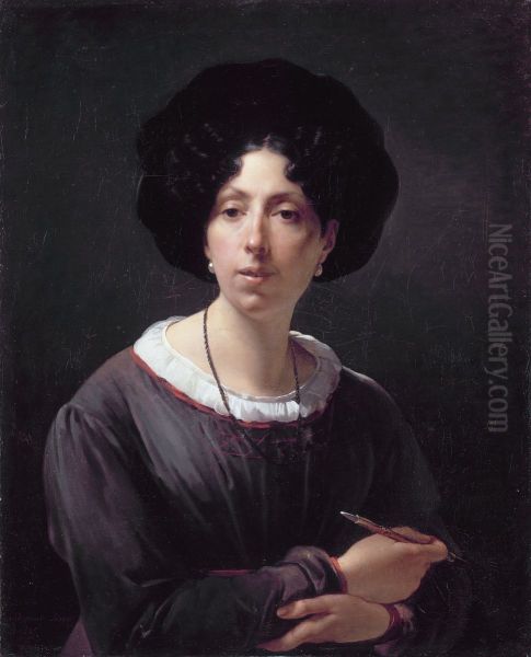 Portrait of the Artist Oil Painting by Hortense Haudebourt-Lescot