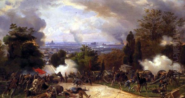Derniers combats au Pere-Lachaise Oil Painting by Henri Felix Emmanuel Philippoteaux