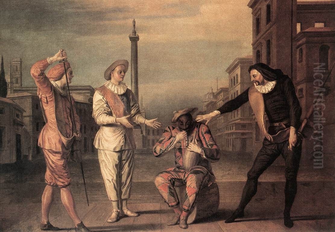 Scene from the 'Master Andrew's Tomb' Oil Painting by Claude Gillot