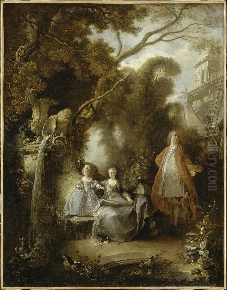 Self-Portrait with Family Oil Painting by Jacques de Lajoue