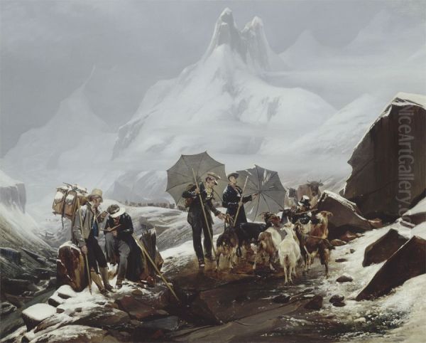 Landscape Susten Switzerland Oil Painting by Auguste-Xavier Leprince