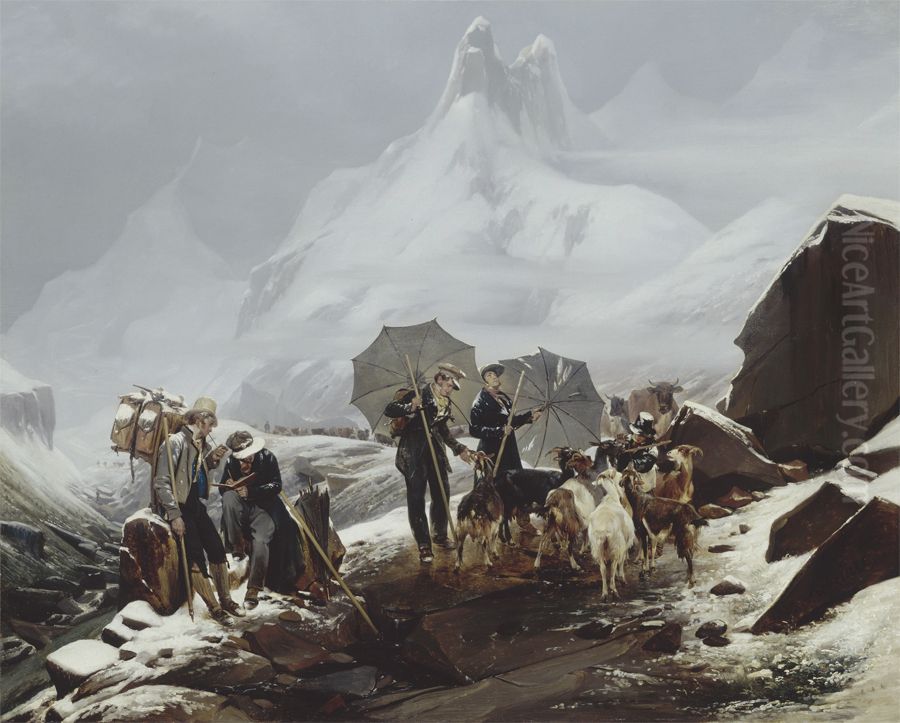 Paysage du Susten en Suisse Oil Painting by Auguste-Xavier Leprince
