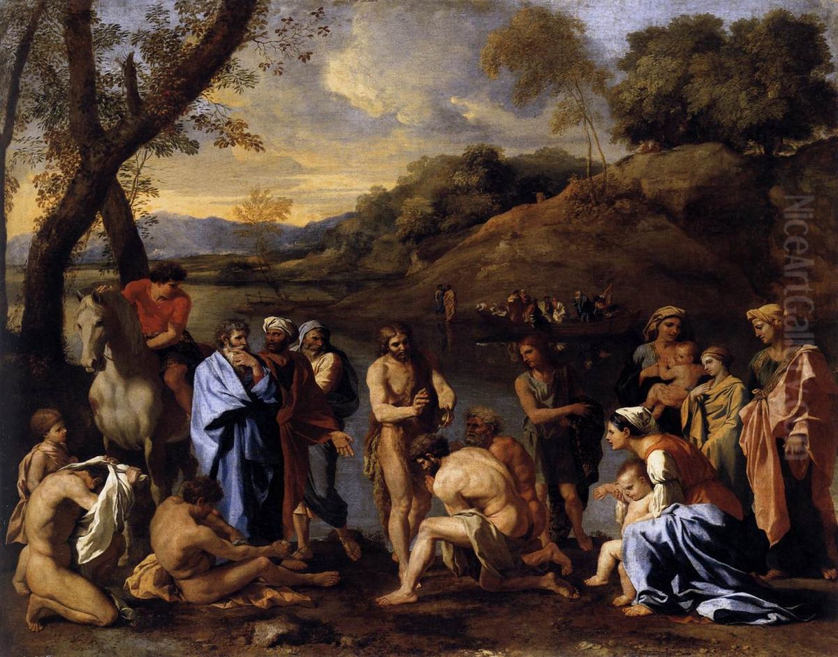 Saint Jean baptisant le peuple Oil Painting by Nicolas Poussin