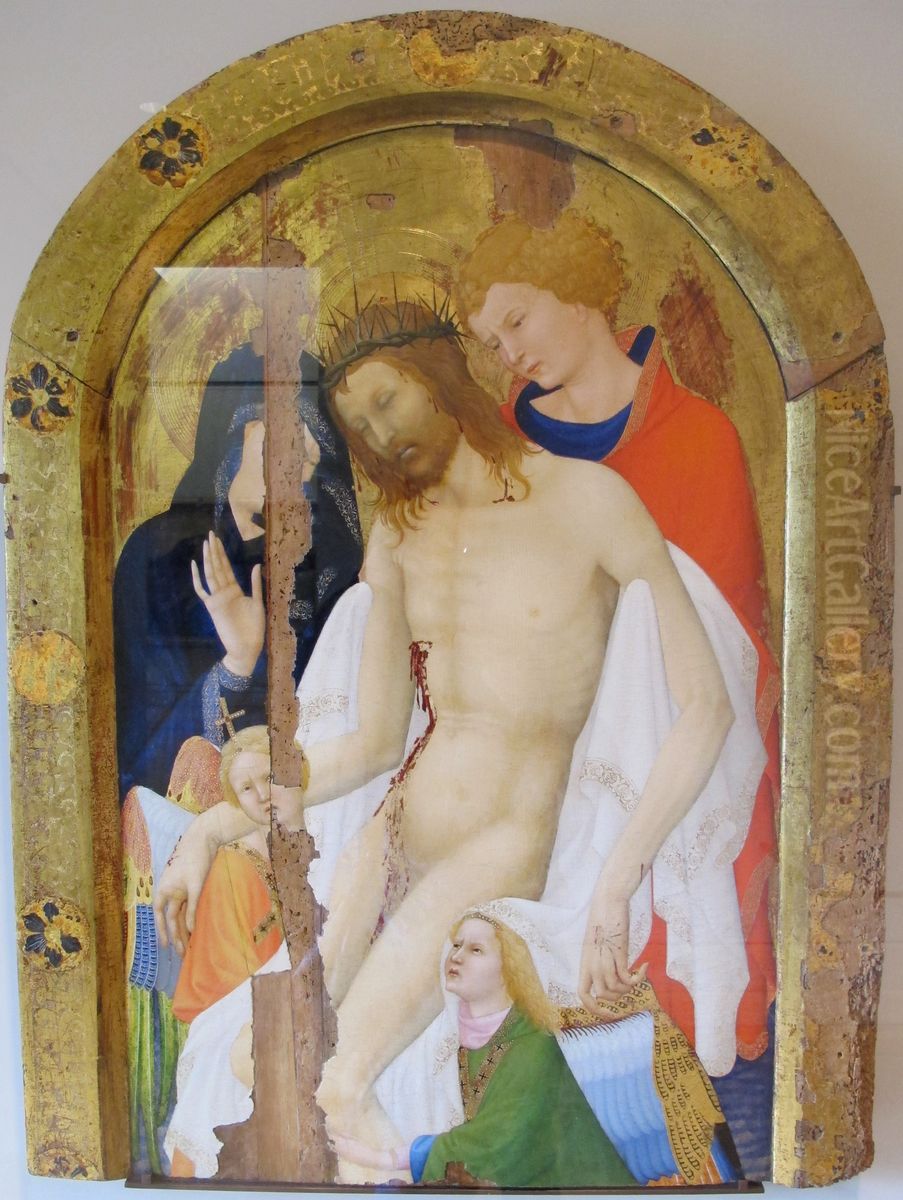 Pieta with Saint John Evangelist and Two Angels Oil Painting by Jean Malouel