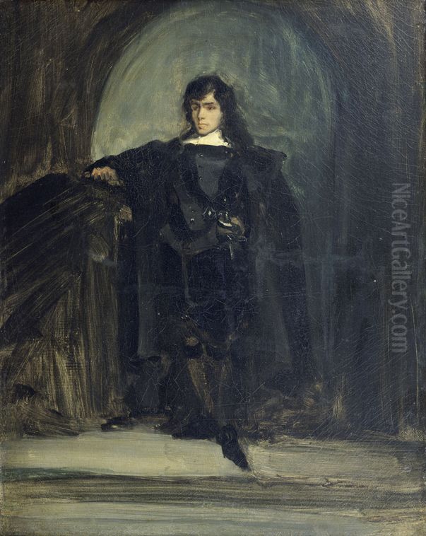 Self-portrait as Ravenswood Oil Painting by Eugene Delacroix