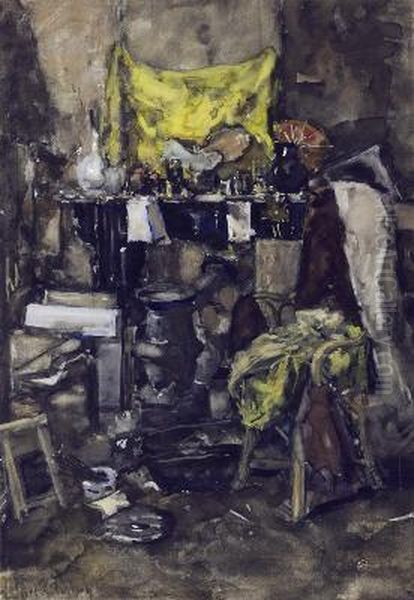 Corner of the artist studio Oil Painting by Suze Robertson