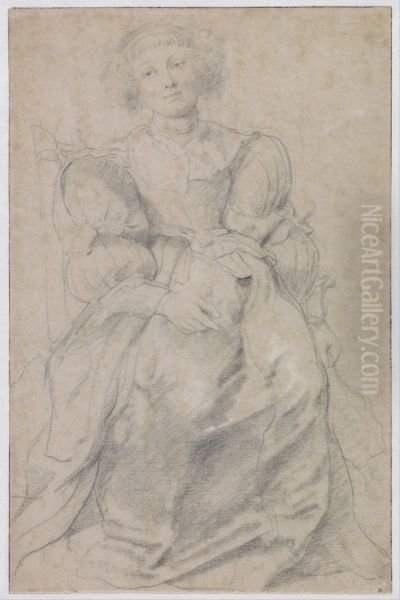 Portret van Helene Fourment Oil Painting by (studio of) Rubens, Peter Paul