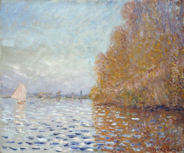 Argenteuil Basin with a Single Sailboat Oil Painting by Claude Oscar Monet