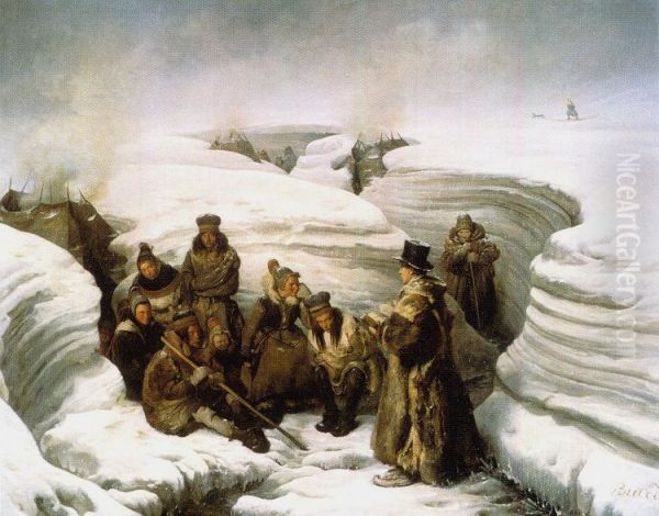 Pastor Laestadius instructing the Lapps Oil Painting by Francois-Auguste Biard