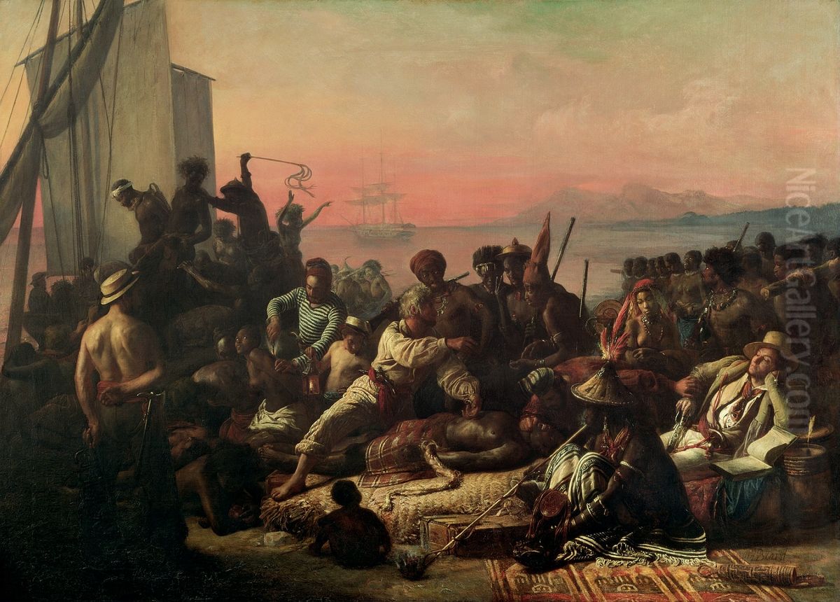 The Slave Trade (Slaves on the West Coast of Africa) Oil Painting by Francois-Auguste Biard