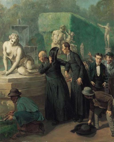 Dans le jardin Oil Painting by Francois-Auguste Biard